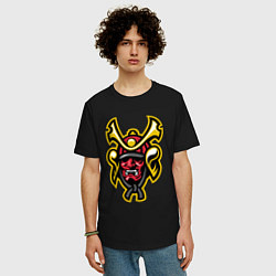 Футболка оверсайз мужская Samurai face, цвет: черный — фото 2
