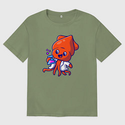 Футболка оверсайз мужская Химик осьминог, цвет: авокадо