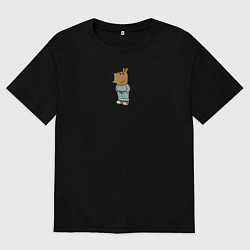 Футболка оверсайз мужская Просто чилловый парень мем, цвет: черный