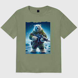 Футболка оверсайз мужская Polar bear - special forces, цвет: авокадо