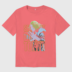 Футболка оверсайз мужская Токийские мстители Мандзиро Сано неон, цвет: коралловый