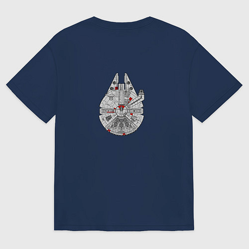 Мужская футболка оверсайз Millennium falcon / Тёмно-синий – фото 2