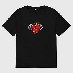 Футболка оверсайз мужская Big hearts of thorn wire, цвет: черный