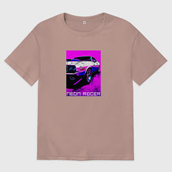Футболка оверсайз мужская Neon racer, цвет: пыльно-розовый