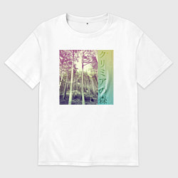 Мужская футболка оверсайз Крымский лес японскими иероглифами