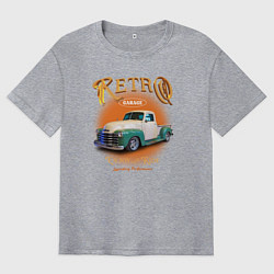 Футболка оверсайз мужская Ретро гараж и автомобиль Chevrolet Thriftmaster, цвет: меланж