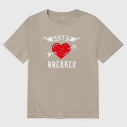 Футболка оверсайз мужская Разбиватель сердец, цвет: миндальный