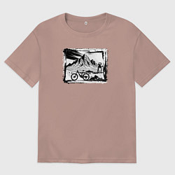 Футболка оверсайз мужская Туры на природе, цвет: пыльно-розовый