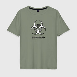 Мужская футболка оверсайз Biohazard черно белый