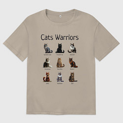 Футболка оверсайз мужская Коты воители, цвет: миндальный
