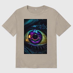 Мужская футболка оверсайз Глаз фиолетовый