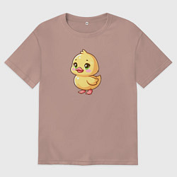 Футболка оверсайз мужская Желтая уточка, цвет: пыльно-розовый