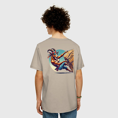 Мужская футболка оверсайз Безумный горный / Миндальный – фото 4