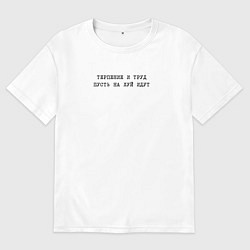 Мужская футболка оверсайз Терпение и труд пусть на хуй идут