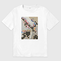 Футболка оверсайз мужская Геометрическая абстракция с кругами, цвет: белый