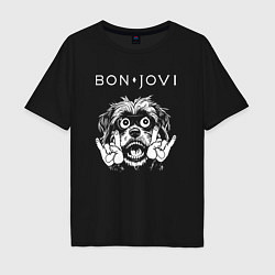 Мужская футболка оверсайз Bon Jovi rock dog