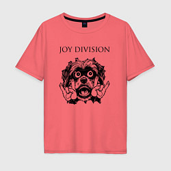 Футболка оверсайз мужская Joy Division - rock dog, цвет: коралловый