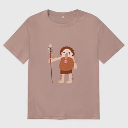 Футболка оверсайз мужская Пещерный человек, цвет: пыльно-розовый