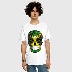 Футболка оверсайз мужская Jamaica skull, цвет: белый — фото 2