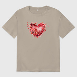 Мужская футболка оверсайз Цветы и сердечки