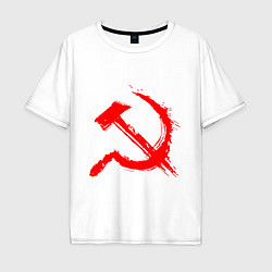 Футболка оверсайз мужская Sickle and hammer red paint, цвет: белый