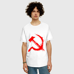 Футболка оверсайз мужская Sickle and hammer red paint, цвет: белый — фото 2