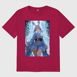 Футболка оверсайз мужская Зайка в гармонии с природой, цвет: маджента