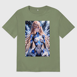 Мужская футболка оверсайз Девушка с кибернетическими крыльями