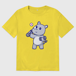 Футболка оверсайз мужская Фитнес носорог, цвет: желтый