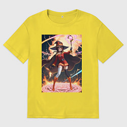 Мужская футболка оверсайз Мегумин колдует взрывную магию