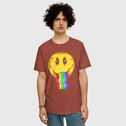 Футболка оверсайз мужская Rainbow smile, цвет: кирпичный — фото 2
