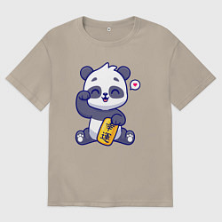 Футболка оверсайз мужская Cute panda, цвет: миндальный