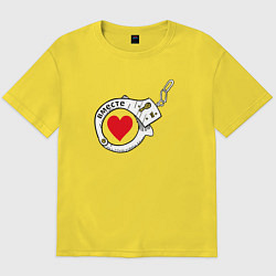 Футболка оверсайз мужская Вместе парное - наручники, цвет: желтый