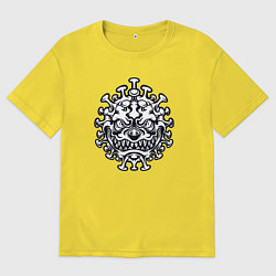 Футболка оверсайз мужская Монстр вирус, цвет: желтый