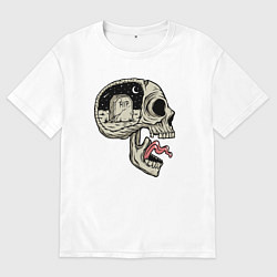 Футболка оверсайз мужская Крик черепа, цвет: белый