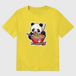 Футболка оверсайз мужская Панда - сладкий поедатель лапши, цвет: желтый