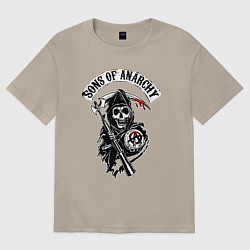 Футболка оверсайз мужская Sons of anarchy - логотип, цвет: миндальный