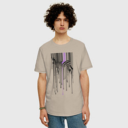 Футболка оверсайз мужская Штрихкод зебра, цвет: миндальный — фото 2