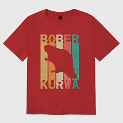 Футболка оверсайз мужская Kurwa Bober, цвет: красный