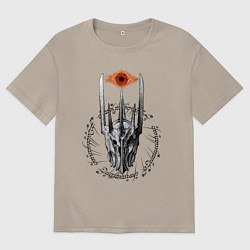 Футболка оверсайз мужская Око Саурона и руны Властелин колец, цвет: миндальный