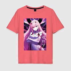 Футболка оверсайз мужская Zero two Darling in the Franxx - ai art, цвет: коралловый