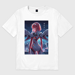 Футболка оверсайз мужская Zero two - Darling in the Franxx - cyberpunk, цвет: белый