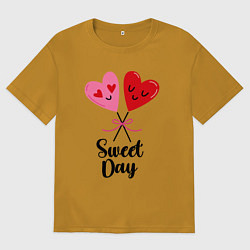 Футболка оверсайз мужская Сладкий день, цвет: горчичный