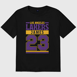 Футболка оверсайз мужская Lakers - James 23, цвет: черный