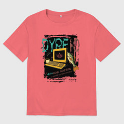 Футболка оверсайз мужская Ассасинс криид шадоу, цвет: коралловый