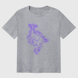 Футболка оверсайз мужская Неоновая фиолетовая лань, цвет: меланж