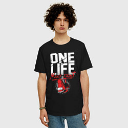 Футболка оверсайз мужская One life many fight, цвет: черный — фото 2