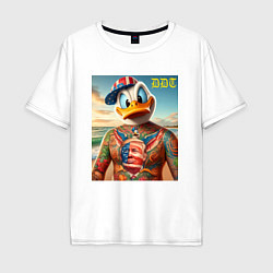 Футболка оверсайз мужская Donald Duck Trump - meme, цвет: белый