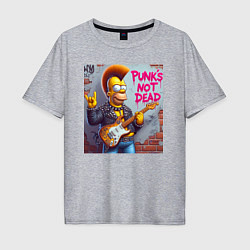 Футболка оверсайз мужская Homer Simpson - punks not dead, цвет: меланж