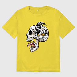 Футболка оверсайз мужская Космический кемпинг в голове, цвет: желтый